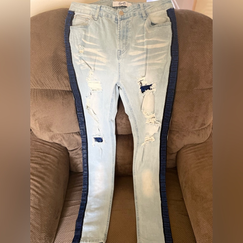 DNA RHINESTONE DENIM JEANS “Royal Blue”
